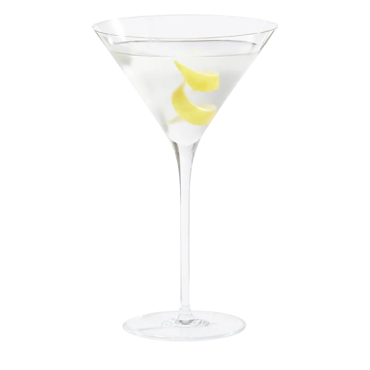 Guava Sidecar cocktail served in a clear martini glass garnished with a lemon twist.
