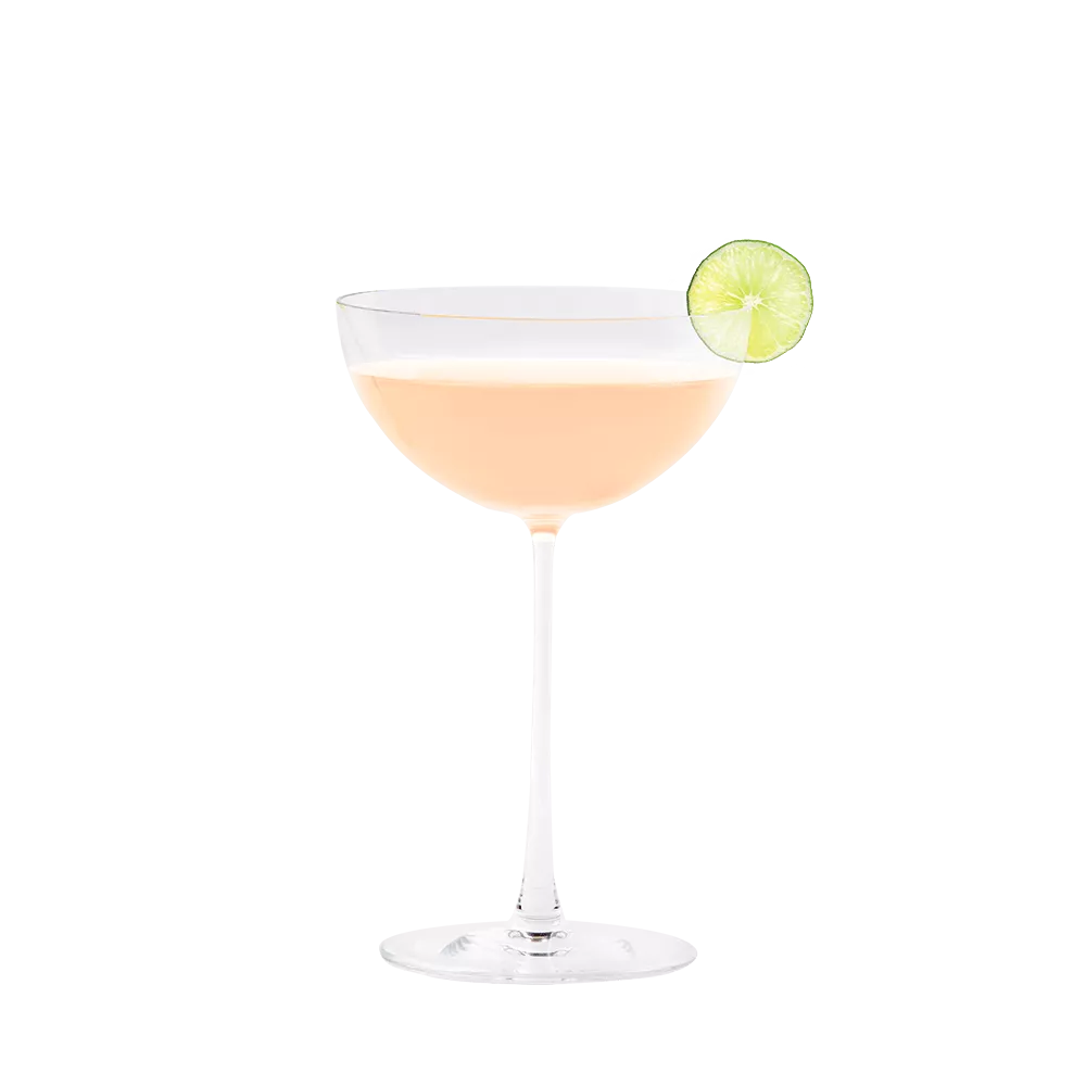 Hemingway Daiquiri in a coupe glass, garnished with a lime wheel.
