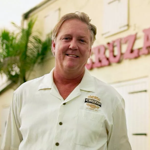Image of Gary Nelthropp with a shirt representing Cruzan Rum distillery.